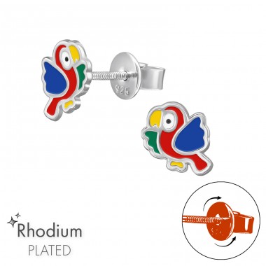 Papoušek se šroubovací puzetou - Šperkovní Stříbro 925 Šroubovací Dětské Puzetové Náušnice A4S49340