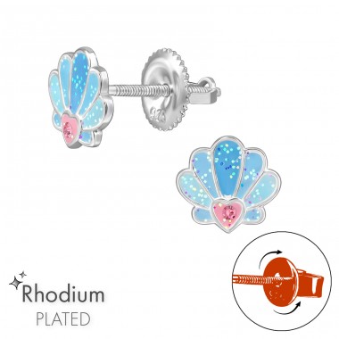 Muschel mit Schraubverschluss Ohrstecker - 925Er Silber Kinder - Ohrstecker Mit Schraubverschluss A4S49342