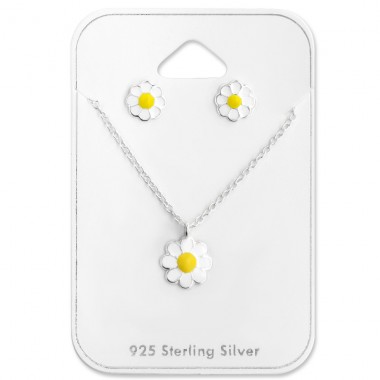 Silbernes Gänseblümchen - 925er Silber Schmuck-Sets für Kinder A4S28979