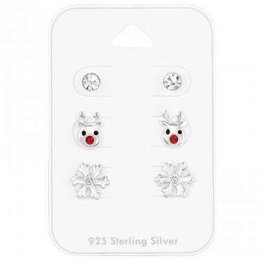 Crystal Christmas on card - 925 Sterling Silver Jewellery Sets For Kids A4S41483