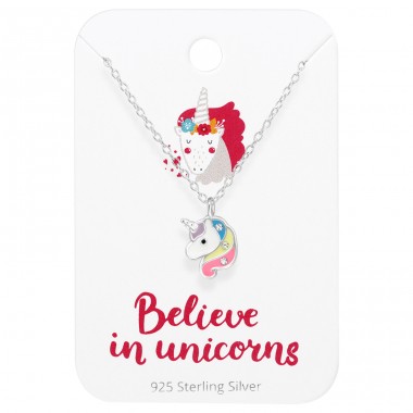 Unicorn  with Crystal - 925 Sterling Silver Jewellery Sets For Kids A4S45469