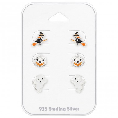 Halloween 3x Ohrstecker Set - 925Er Silber Schmuck-Sets Für Kinder A4S49131