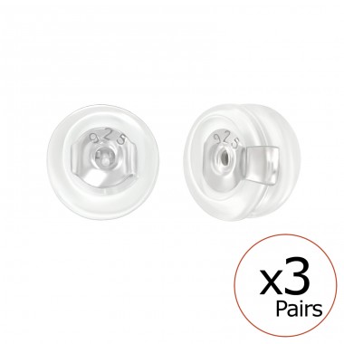 Butterfly Backs For Ear Studs - Silicon + 316L Surgical Grade Stainless Steel Silver Jewelry Accessories A4S40900