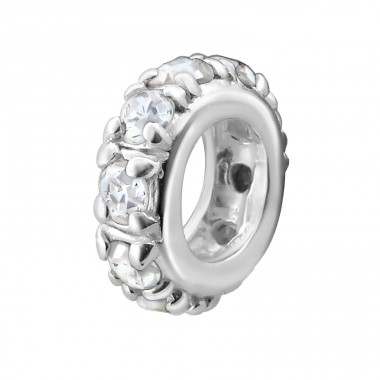 Round - 925 Sterling Silver Beads with Zirconia or Crystal A4S7487