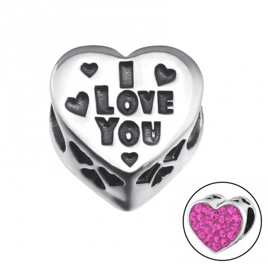 Heart I Love You - 925 Sterling Silver Beads with Zirconia or Crystal A4S9936