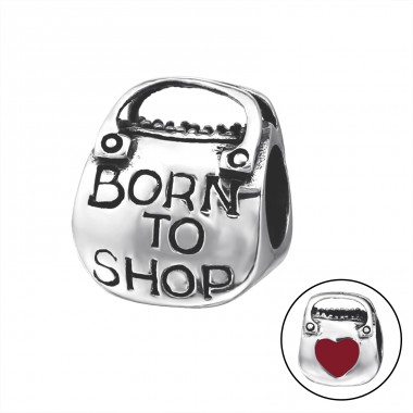 Shopping Bag Heart - 925 Sterling Silver Beads without stones A4S14705