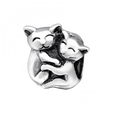 Hugging Cats - 925 Sterling Silver Beads without stones A4S28218