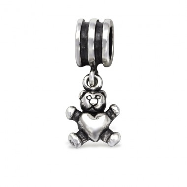 Silberner Bär - 925er Silber Charms Anhänger ohne Steine A4S28916