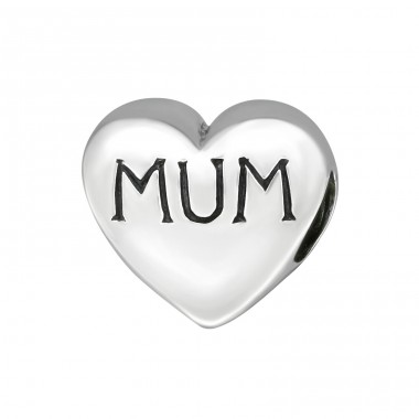 Heart Mum - 925 Sterling Silver Beads without stones A4S7492