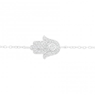 Hamsa hand - 925 Sterling Silver Bracelets With Silver Chain A4S17871