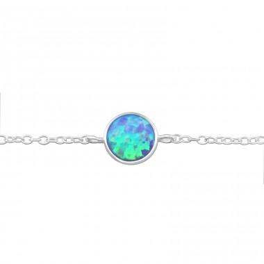 Round Opal - 925 Sterling Silver Bracelets with silver chain A4S31551