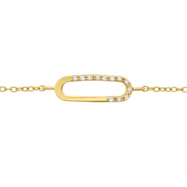 Golden oval - 925 Sterling Silver Bracelets With Silver Chain A4S40532