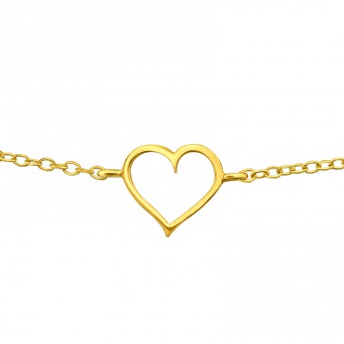 Golden heart - 925 Sterling Silver Bracelets With Silver Chain A4S40694