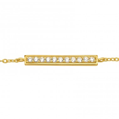 Gold bar with zirconia - 925 Sterling Silver Bracelets With Silver Chain A4S44299