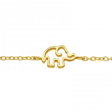 Vergoldeter Elefant - 925 Sterling Silber Armbänder mit Kette A4S44301