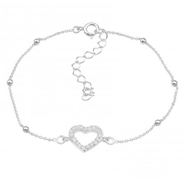 Heart with Zirconia - 925 Sterling Silver Bracelets With Silver Chain A4S45643