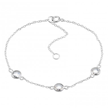 Tripple 5mm Round Zirconia with extension - 925 Sterling Silver Bracelets With Silver Chain A4S46085