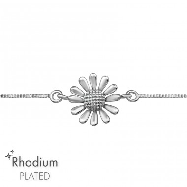 Flower Bolo - 925 Sterling Silver Bracelets with silver chain A4S46792