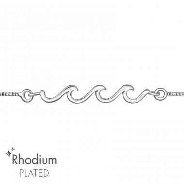 Rodowana Fala - Srebro Próby 925 Bransoletki Z Łańcuszkiem A4S46797