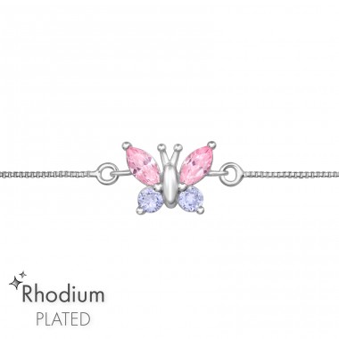 Butterfly Bolo with Zirconia - 925 Sterling Silver Bracelets With Silver Chain A4S46807