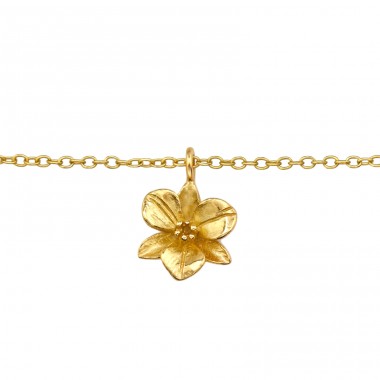 Goldene Blume - 925Er Silber Armbänder Mit Silberkette A4S49353