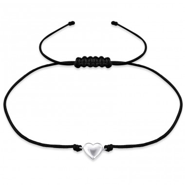 Heart - Nylon Cord + 925 Sterling Silver Bracelets with cords A4S31766