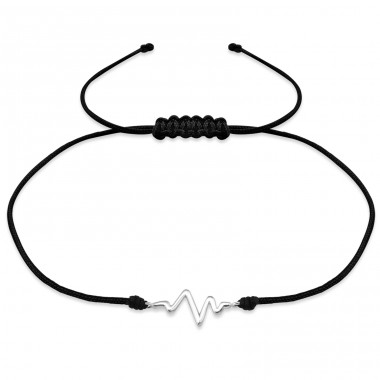 Heartbeat - Nylon zsinór + 925 Ezüst Zsinór karkötő A4S31767