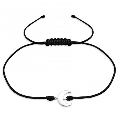 Moon - 925 Sterling Silver + Nylon Cord Bracelets With Cords A4S31773