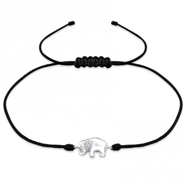 Elephant - 925 Sterling Silver + Nylon Cord Bracelets with cords A4S31782