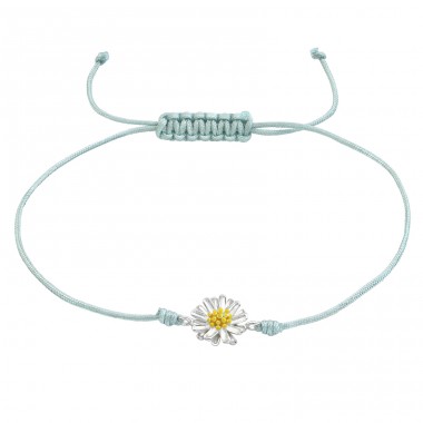 Eine Blume - Nylonschnur + 925er Silber Armbänder mit Kordeln A4S38357