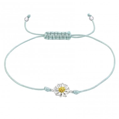 Eine Blume - Nylonschnur + 925er Silber Armbänder mit Kordeln A4S38357