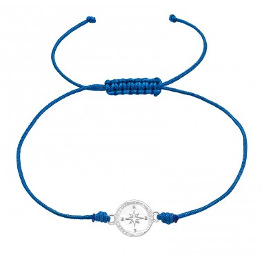 Compass - 925 Sterling Silver + Nylon Cord Bracelets with cords A4S38995