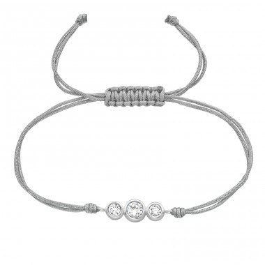 3 Kristalle in einer Reihe - Nylonschnur + 925er Sterlingsilber-Schnurarmbänder A4S39669