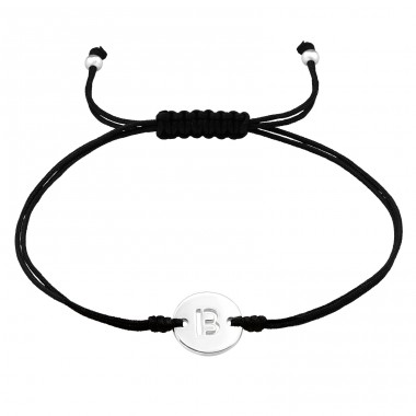 Letter "B" adjustable size - Nylon Cord + 925 Sterling Silver Bracelets With Cords A4S43601