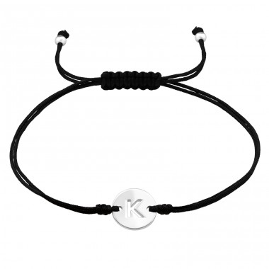 Letter "K" adjustable size - Nylon Cord + 925 Sterling Silver Bracelets With Cords A4S43610