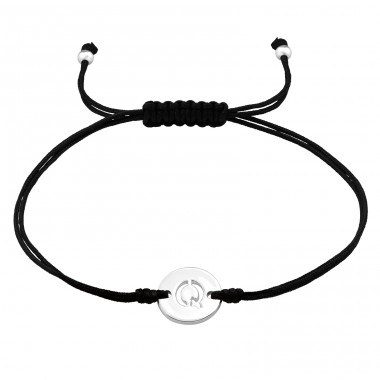 Letter "Q" adjustable size - Nylon Cord + 925 Sterling Silver Bracelets With Cords A4S43616