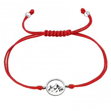 Mountain peaks adjustable size - 925 Sterling Silver + Nylon Cord Bracelets With Cords A4S47499