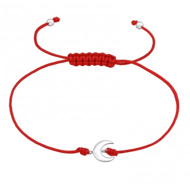 Halbmond verstellbar mit roter Kordel - Nylonschnur + 925Er Silber Armbänder Mit Kordeln A4S47502