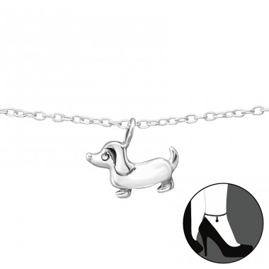 Der Hund - 925er Silber Fußkettchen-Schmuck  A4S35071