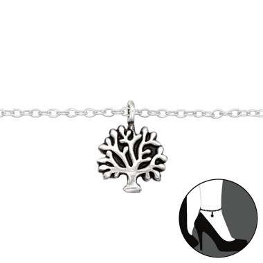 Baum des Lebens - Silber 925 Schmuck Fußkettchen A4S42501