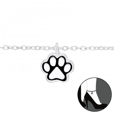 Paw Print - 925 Sterling Silver Anklets for foot A4S42894