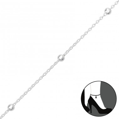 Silver Ball chain anklet - 925 Sterling Silver Anklets For Foot A4S43330