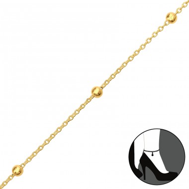 Golden Ball chain anklet - 925 Sterling Silver Anklets For Foot A4S43331