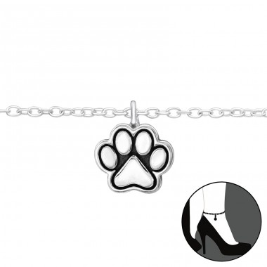 Paw Print oxydized - 925 Sterling Silver Anklets For Foot A4S43656