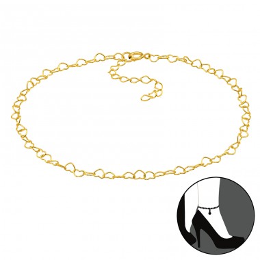 26cm Heart Chain - 925 Sterling Silver Anklets for foot A4S47517