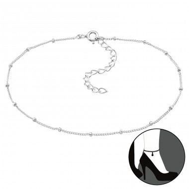 Cable Chain With Round Cylinders - 925 Sterling Silver Anklets for foot A4S48117