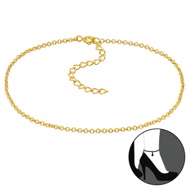 Round Link - 925 Sterling Silver Anklets for foot A4S48638