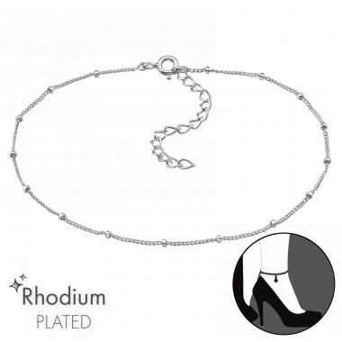 Cable Chain With Round Cylinders - 925 Sterling Silver Anklets for foot A4S48643