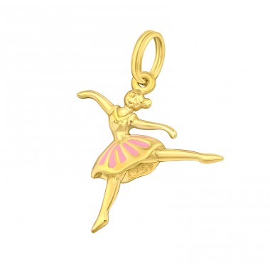 Golden pink Ballerina - 925 Sterling Silver Charms With Split Ring A4S42056