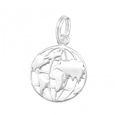 World - 925 Sterling Silver Charms with split ring A4S44412